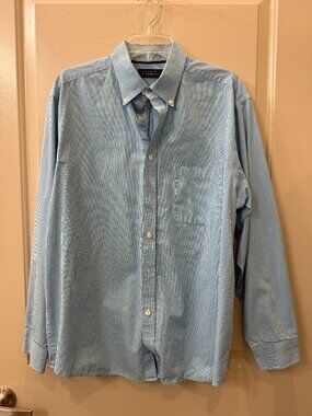 Roundtree & Yorke Mens Lg Long Sleeve Gingham Button Down
